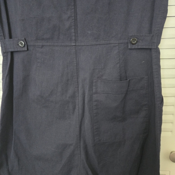 Everlane The Cotton Weave Romper Short Sleeve Pockets Navy Blue Size 4 - Picture 8 of 11